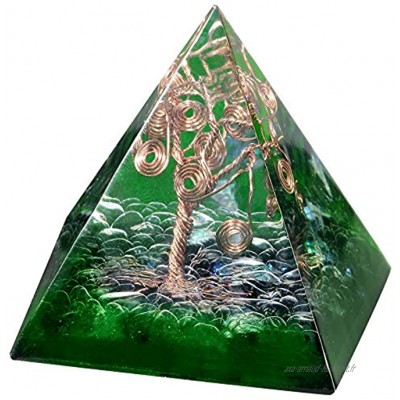 Amogeeli Arbre de Vie Cristal Pyramide Pierre EMF Protection pour Méditation Chakra Reiki Décoration de Remise de la Maison Vert