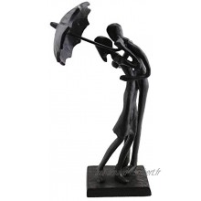 Câlin Couple Amoureux Art Sculpture Décoration en Métal Bronze Figurine Bureau Maison Romantique Jardin Décor Tenant Un Parapluie