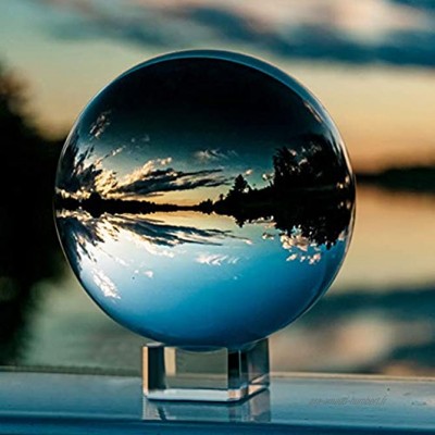 IZSUZEE K9 Boule de Cristal 100mm avec Embase de Crystal Lensball Boule en Verre Neige Personnalisable pour la Decoration de la Photographie Bureau Interieur Maison