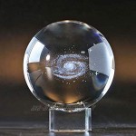 Leijing Boule en Verre Galaxie Boule de Cristal Gravé Intérieur Miniature Sphère Transparente Décorations avec Base carrée et Transparente