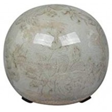 L'Héritier Du Temps Boule Décorative Sphère Objet Déco à Poser en Céramique Vert Antique Motif Baroque Ø 10cm