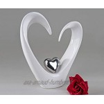Moderne sculpture décorative de coeur en céramique blanc argent Hauteur 33 cm