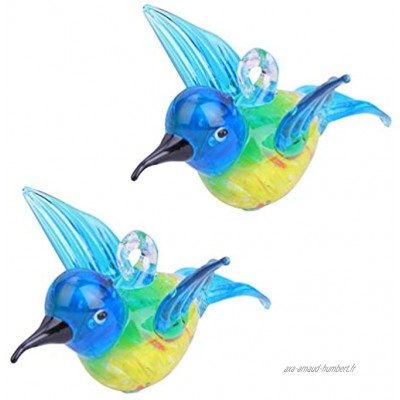 NICEXMAS 2Pcs Verre Colibri Ornement Cristal Animal Oiseau Figurines Collection pour Bureau à Domicile Bureau Extérieur Jardin Décoration