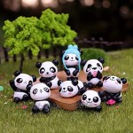 Pandas Figurines,8 PCS Panda Figures Mignon Miniature Panda Mini Figurines Animales Cadeaux pour Filles Miniature Jardin Ornement Jardinage Poupée Gâteau Décoration pour Fête Enfant
