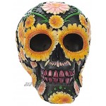 Puckator Crâne de Décoration-Jour des Morts à Motif Fleuri Polyrésine Jaune Vert Rose Noir 15 x 10,5 x 11,5 cm