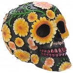 Puckator Crâne de Décoration-Jour des Morts à Motif Fleuri Polyrésine Jaune Vert Rose Noir 15 x 10,5 x 11,5 cm