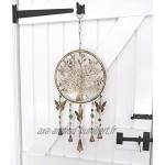 Purity Style Carillon à vent Arbre de vie à suspendre avec clochettes perles et papillons