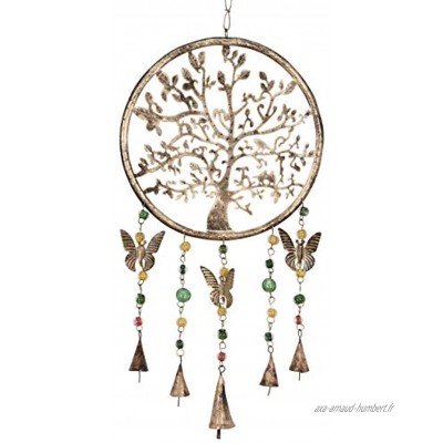 Purity Style Carillon à vent Arbre de vie à suspendre avec clochettes perles et papillons