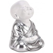 Widdop HESTIA HE1677 Bébé Bouddha Argent et Blanc Cadeau Enfant Décoration Zen Mains sur Genoux