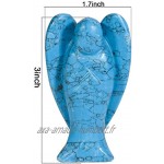 Amogeeli 7cm Howlite Turquoise Bleu Statue Ange Gardien en Pierre Figurine Porte Bonheur de Poche Décoration Sculptée Cristaux Ornement