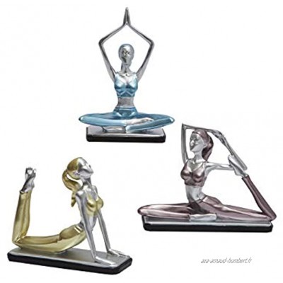Amoy-Art 3pcs Statue Figurine Femme Sculpture Yoga Décor Modern Danseuse Art pour Noël Anniversaire Cadeau Maison Résine 12cmH