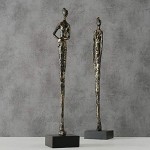 CasaJame Lot de 2 sculptures décoratives modernes Pour femme Hauteur : 46,5-54,5 cm Marron antique doré En résine