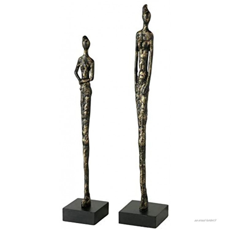 CasaJame Lot de 2 sculptures décoratives modernes Pour femme Hauteur : 46,5-54,5 cm Marron antique doré En résine