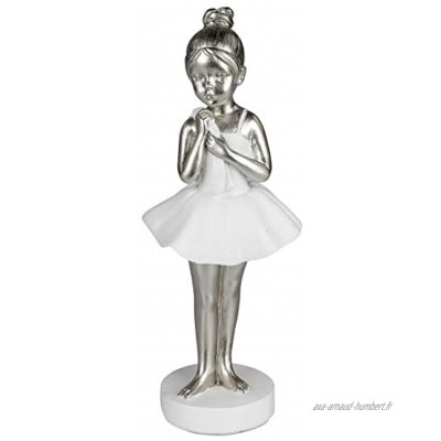 dekojohnson Figurine moderne de danseuse Prima Ballerine de ballet miniature Décoration abstraite Statue de femme debout 23 cm Blanc argenté