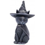 Figurines de chat noir statue de résine de chat magique de 10,5 cm pour les décorations ornements de chats de sorcière pour la maison et le jardin