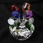 H&D HYALINE & DORA Bouquet de roses en cristal Bibelot de décoration avec boîte cadeau Verre coloré