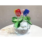 H&D HYALINE & DORA Bouquet de roses en cristal Bibelot de décoration avec boîte cadeau Verre coloré
