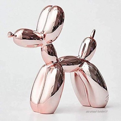 Jeff Koons Résine Chien Statue，Ballon Dog Sculpture Moderne Décoratives pour Salon et Bureau Galvanoplastie ,Or Rose