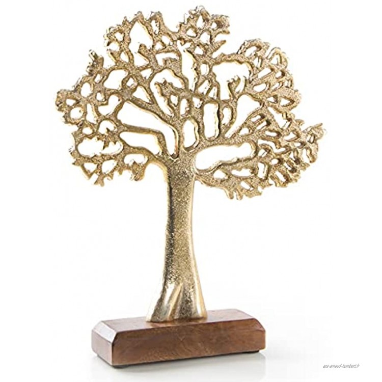 Logbuch-Verlag Arbre décoratif en métal Figurine d'arbre de vie dorée à poser Objet de décoration d'arbre à bijoux Cadeau 27 cm