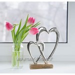 Logbuch-Verlag Lot de 2 cœurs en métal + bois Cœur en métal à poser comme objet de décoration Cadeau de Noël d'anniversaire de fête des mères