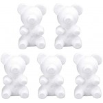MILISTEN Lot de 5 boules en polystyrène décoratives en forme d'ours Blanc 20 cm