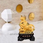 POHOVE Figurines de collection en résine de l'année 2021 taureau Feng Shui Décoration de table Signe du zodiaque chinois Figurines de décoration d'animaux
