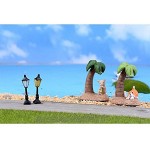 Qsewid Lot de 2 mini lampadaires rétro peints à la main pour maison de poupée Décoration de jardin féérique Jaune + Bleu