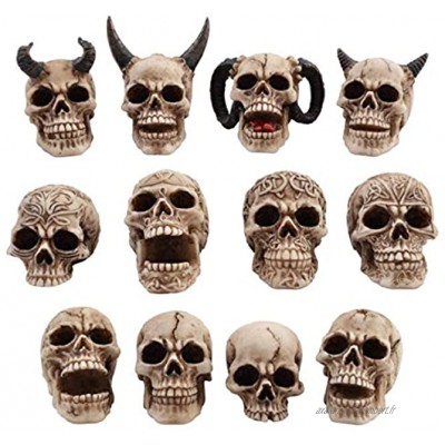 Set de 12 petits crâne tête de mort skull figurine