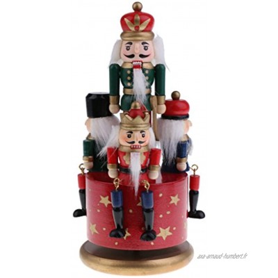 Sharplace Boîte à Musique Forme Casse-Noisette en Bois Figurine 4 Soldats Multicolore Objets de Collection Cadeau Anniversaire Noël Fête pour Enfant Famille Base Rouge