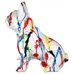 ADM Bouledogue français Assis Sculpture Pop Art en résine décorée à la Main Multicolore H40 cm