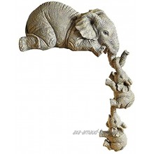 Aiyrchin Résine Figurines Elephant Set de 3 la mère et Deux bébés pendait étagère ou Une Table Ornement Sculpture Statues Animaux de Collection Elephant Main décor de Table