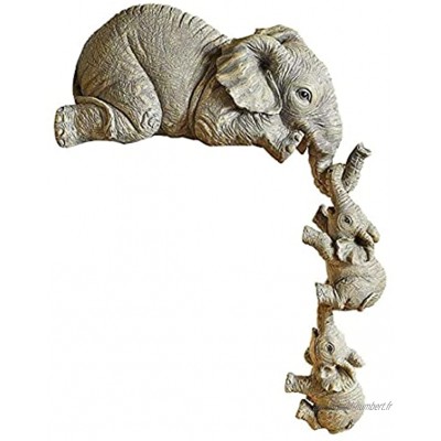 Aiyrchin Résine Figurines Elephant Set de 3 la mère et Deux bébés pendait étagère ou Une Table Ornement Sculpture Statues Animaux de Collection Elephant Main décor de Table
