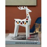Amoy-Art Statue Figurine Cerf Sculpture Animaux Décor Modern Art Grotte Colorée pour Noël Anniversaire Cadeau Maison Résine 27cmH