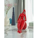 Amoy-Art Statue Figurine Femme Sculpture Yoga Décor Danseuse Modern Woman Art pour Noël Anniversaire Cadeau Maison Résine Rouge 26cmH