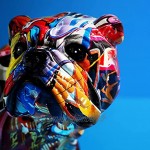 BMBN Ornement en résine Moderne Creative Graffiti Chihuahua Bouledogue Statue Abstrait Peint Multicolore Résine Animal Chien Sculpture Décoration