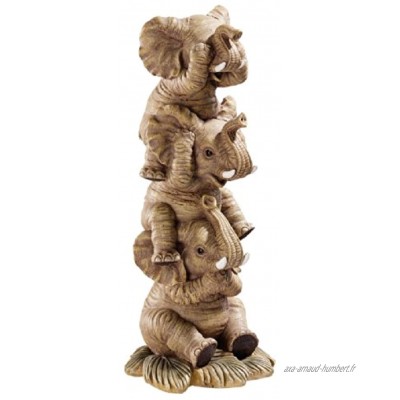 Design Toscano Éléphants Maléfiques Empilés Sourd Muet Aveugle Statue de Collection 25.5 cm polyrésine palette complète de couleur