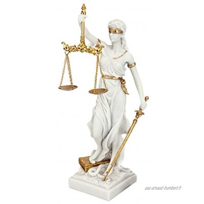 Design Toscano Thémis Dame Aveugle de la Justice Statue Cadeau pour Avocat 33 cm résine de marbre blanc