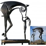 HNYJWW Sculpture de cheval baiser rustique statue de cheval debout unique moderne fabriquée à la main en métal imperméable statue de cheval de cowboy D