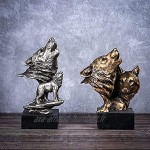 JYHZ Décorations Tête de Loup Décorations de la Statue Sculptures d'animaux Salon de séjour et décoration de Bureau Ornements de Bureau