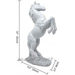 Lependor 31cm Debout Cheval Résine Statue pour la décoration intérieure Sculpture décorative de Figurine d'art de Cheval d'élevage Blanc