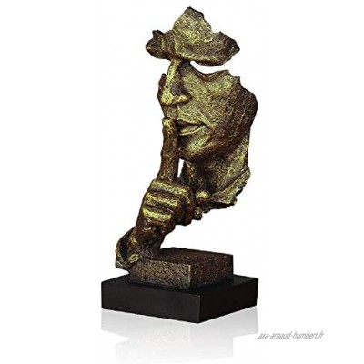Lependor Silence est d'or 34cm Statues d'hommes Silencieux fabriqués à la Main en résine Sculpture Abstraite Bureau décor à la Maison Figurine Cadeau Silence d'or