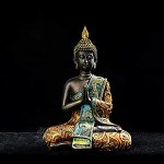 LOVIVER Bouddha Statue Thaïlande Bouddha Sculpture BuddhismFigurine Méditation Décoration Bouddha Assis Artisanat Faits À La Main Sculpture