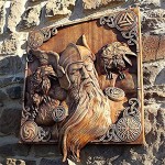Odin Corbeaux Icône de la mythologie Viking Décoration d'intérieur Nordique Thor Hugin Munin Dieux païens Sculpture païenne Asatru Celtique Rune Sculpture Murale Suspendue Odin