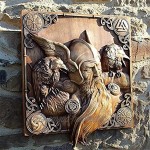 Odin Corbeaux Icône de la mythologie Viking Décoration d'intérieur Nordique Thor Hugin Munin Dieux païens Sculpture païenne Asatru Celtique Rune Sculpture Murale Suspendue Odin