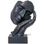 TIED RIBBONS Sculpture de visage humain en résine Art moderne abstrait Pour la maison le salon le bureau et la décoration Gris 9 x 9 x 21 cm L x l x H