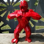 XXIXXV Grande Taille 40 cm Statue Sculpture Gorille Singe créatif décor à la Maison Salon Bureau décoration Bureau décoratif résine Cadeau Rouge
