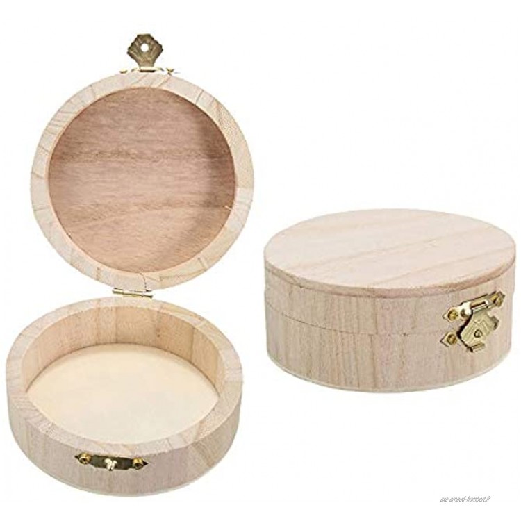 Akin Lot de 2 boîtes en bois non fini boîte à bijoux en bois coffre au trésor en bois avec couvercle et fermoir en métal