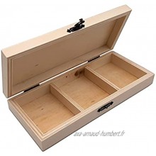 benelea Boîte de rangement en bois avec couvercle 22,5 x 10 x 4,2 cm Idée de cadeau à peindre bricoler et décorer