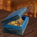 BHAVATU Boîte à bijoux faite à la main en bois de manguier bleue avec gravure arbre de vie sculptée à la main pour femme et homme | Décoration d'intérieur | Boîtes décoratives