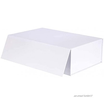 Blanc Boîtes Cadeaux Vide avec Couvercles pour Mariage Anniversaire Noël 35,5 x 24 x 11cm Fermeture Magnétique Gaufrage Brillant Boite Carton Cadeau Décorative Boîte de Présent
